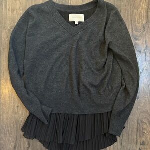 Brochu Walker Dark Gray Black Sweater Layered Cashmere M